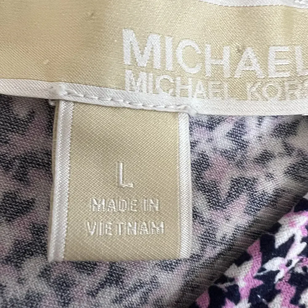 Michael Kors Floral Jumpsuit Twist Front Wide Leg Sleeveless Large Pink Navy